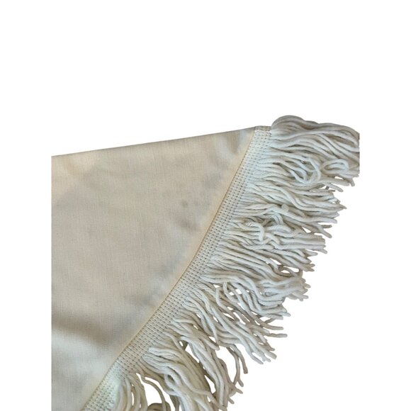 Cream Triangle Shawl With Fringe Women's Scarf One Size - Picture 2 of 3